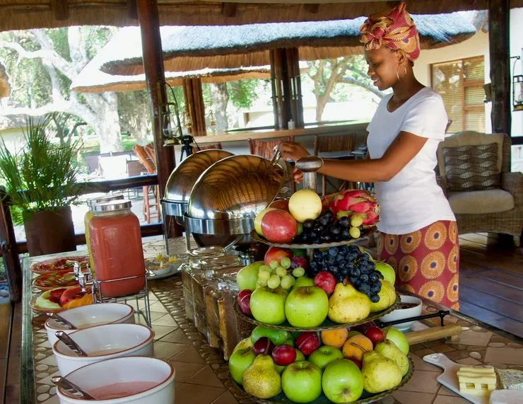 The breakfast table at NYATI Safari Lodge